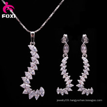 Unique White AAA Marquise Stone Long Pendant Earring Jewelry Set